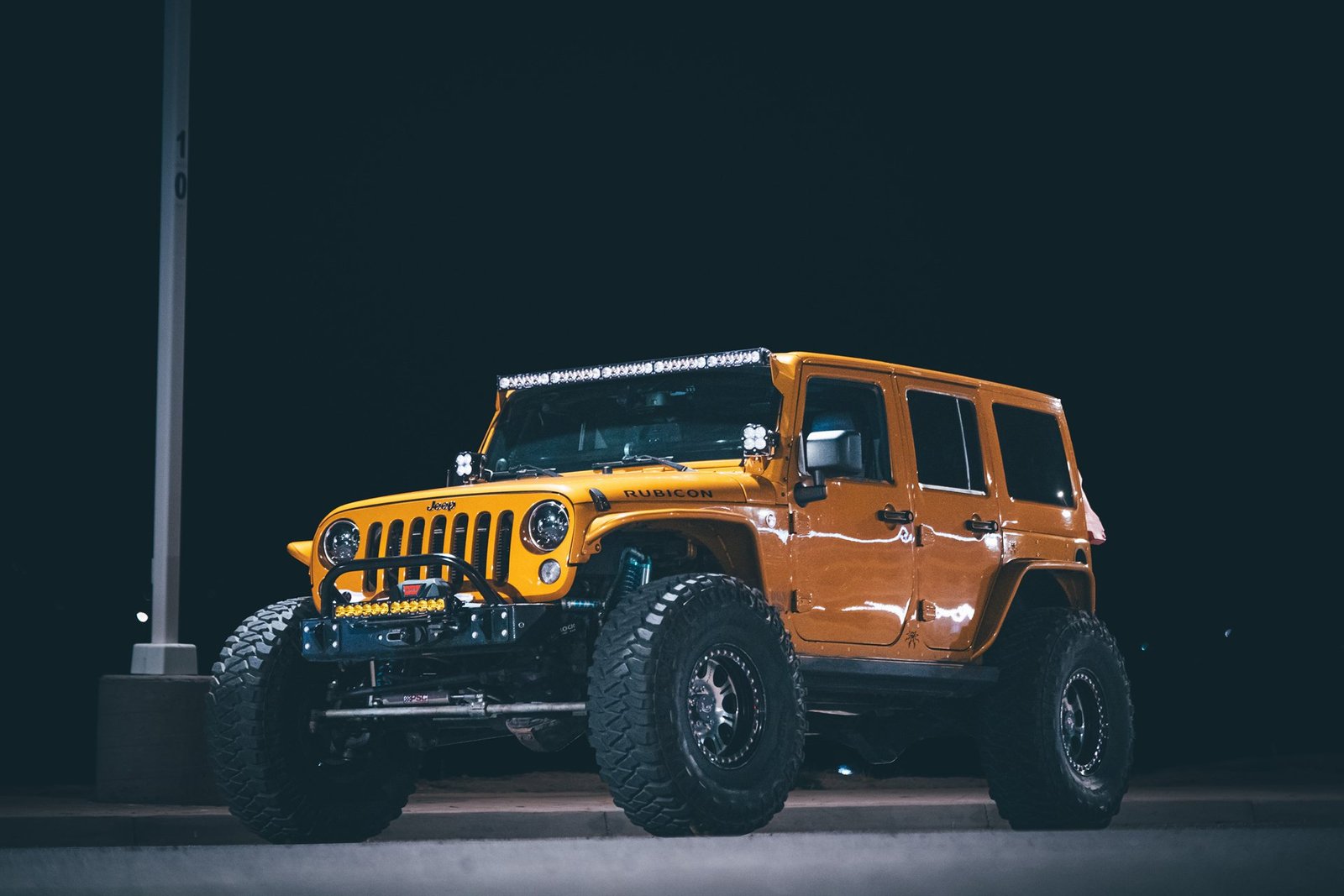 Low front three-quarter view at night