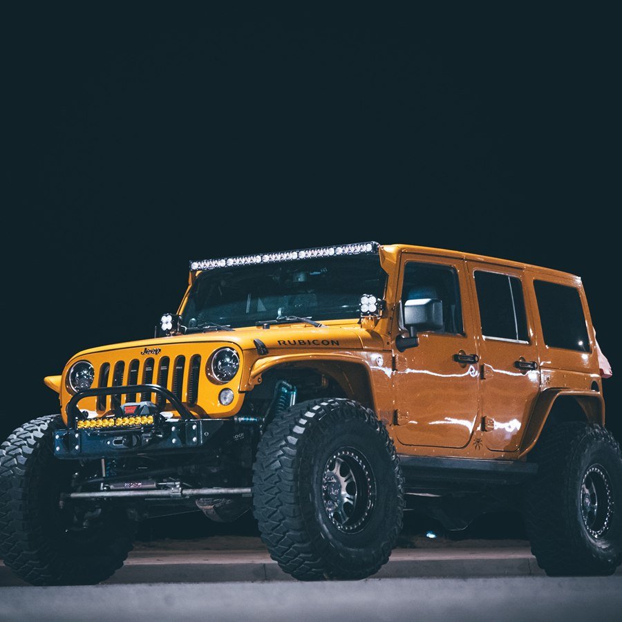 Low front three-quarter view at night