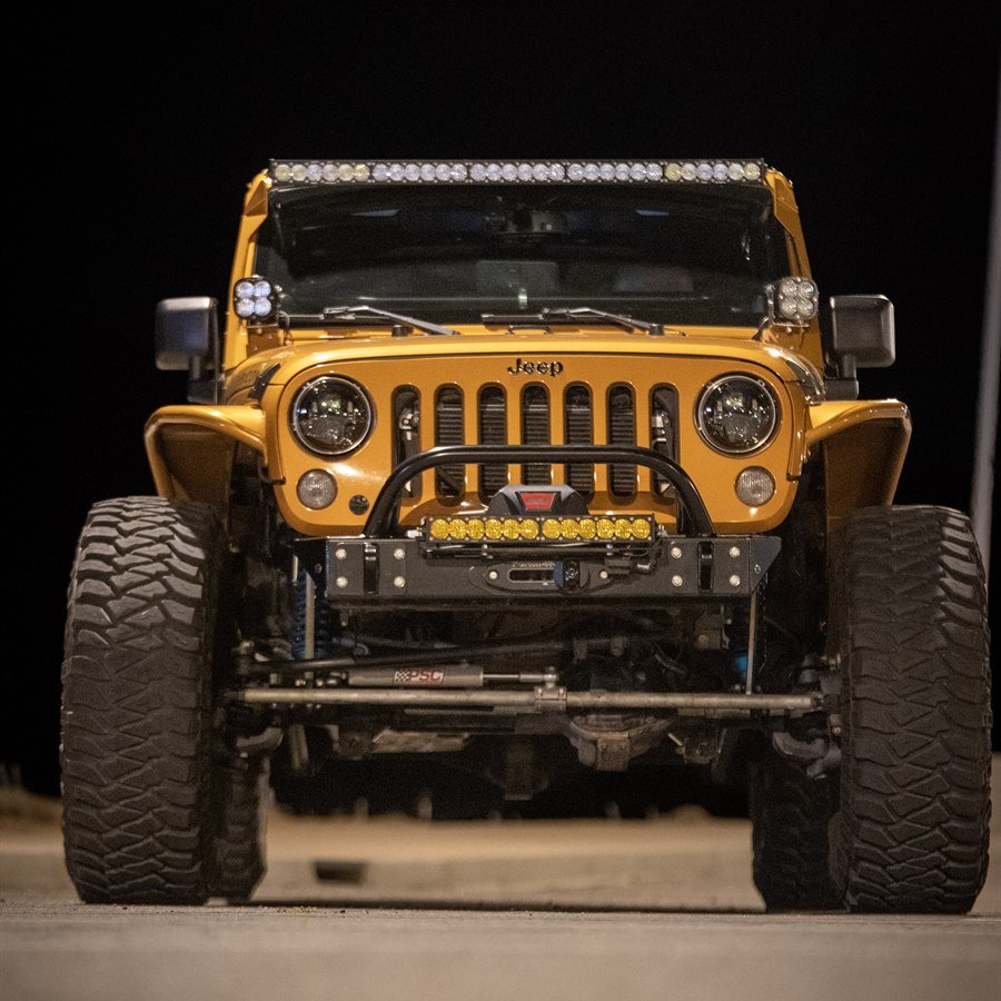 Low front view showing stance and Warn winch